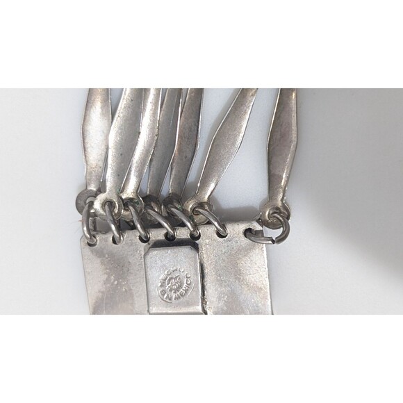 Vintage Hecho En Mexico Antiqued Look Silver Tone Link Bracelet 7.25" - Picture 3 of 10